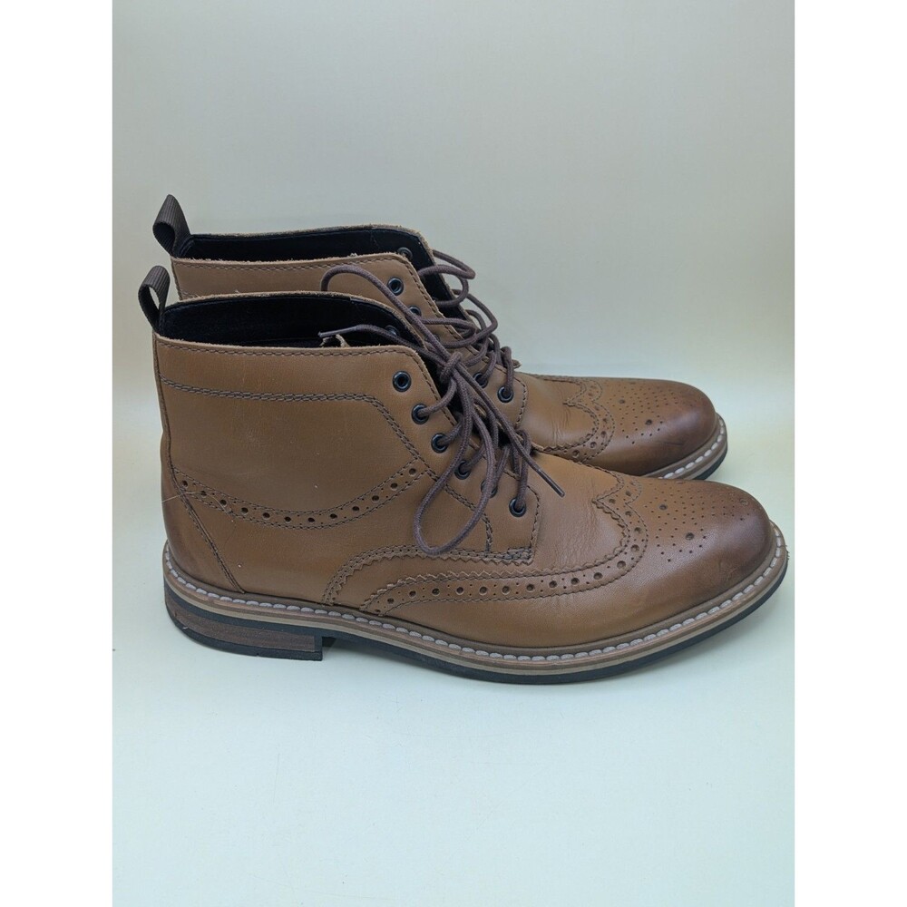 Clarks England Men’s 10 Darby Rise Tan Leather Lace Up Wingtip Brogue Boots